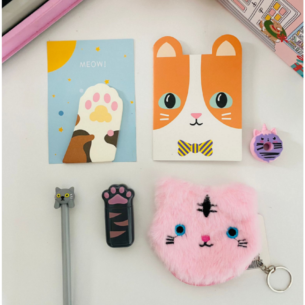 Kit Papelaria Tema Gatinho - Kits de Presente Papelaria Fofa Buendia