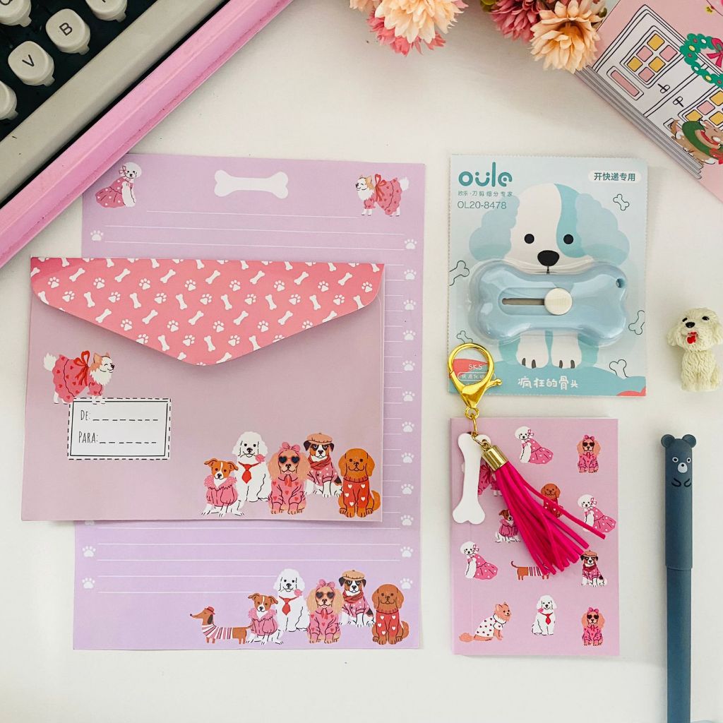 Kit Papelaria Tema Cachorrinho - Kit de Presente Papelaria Fofa Buendia