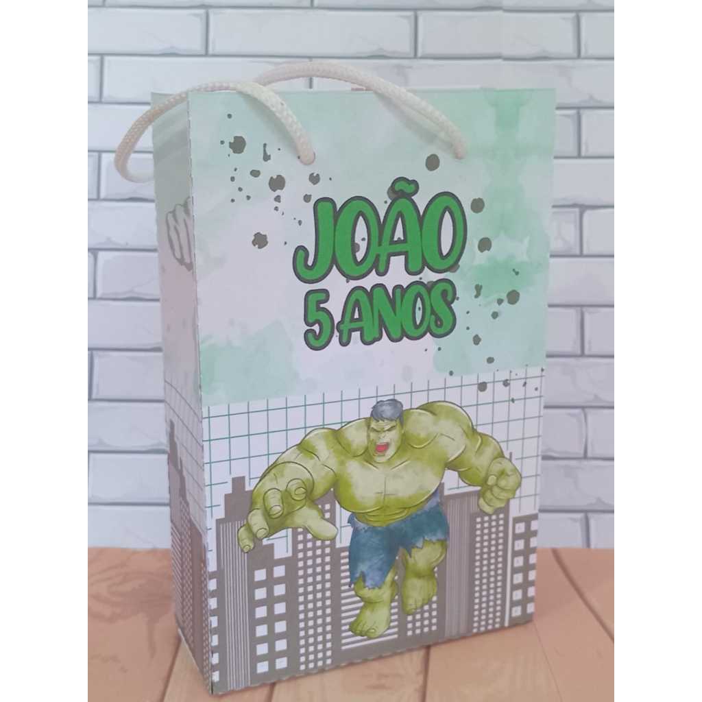 Sacolinha Surpresa Personalizada Lembrancinha Hulk PEGUE E MONTE