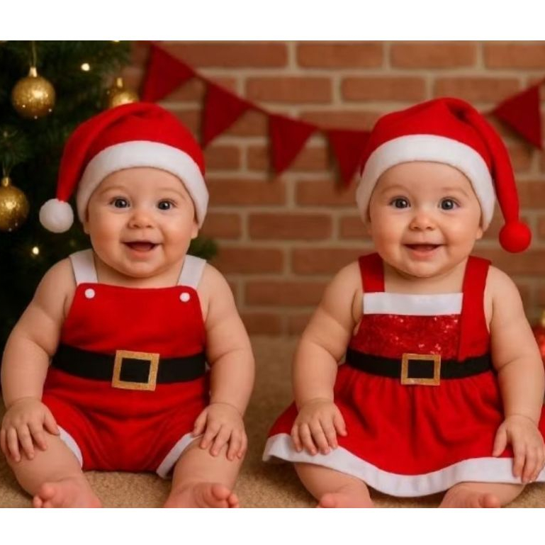 KIT Roupa de  bebê Temático de natal - Papai noel - mamãe noel 6 a 12 meses
