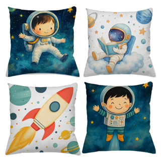 KIT 4 CAPAS DE ALMOFADAS ASTRONAUTA MENINO  TAMANHO 45X45 em Oferta na Shopee
