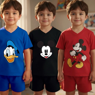 Conjunto Infantil Curto Menino Camiseta Manga Curta + Short | Pijama ou Dia a Dia | Personagens Mickey Disney em Oferta na Shopee