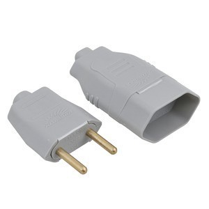 KIT Conjunto Plug Macho + Femea Para Extensão Kit Tomada Fêmea + Plugue Macho 2 Pinos 10A  Plugue Pino 2P 10A BRANCO Mac