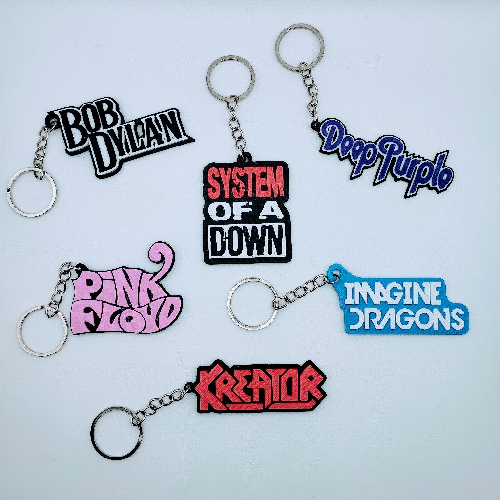 Chaveiros de bandas de Rock Metal - Bob Dylan - System of a Down - Deep Purple - Pink Floyd - Imagine Dragons - kreator