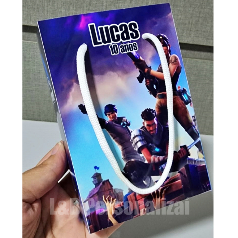 Sacolinha Personalizada Tema Fortnite - Lembrancinha de aniversário fortnite