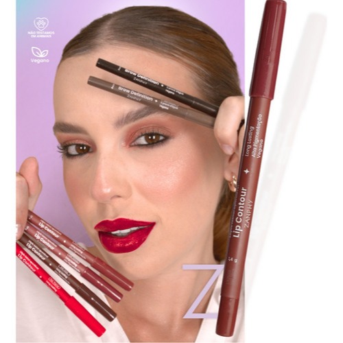 Lápis Labial Zanphy À Prova d’Água Contorno Boca Alta Fixação Delineador Labial Paraben Free