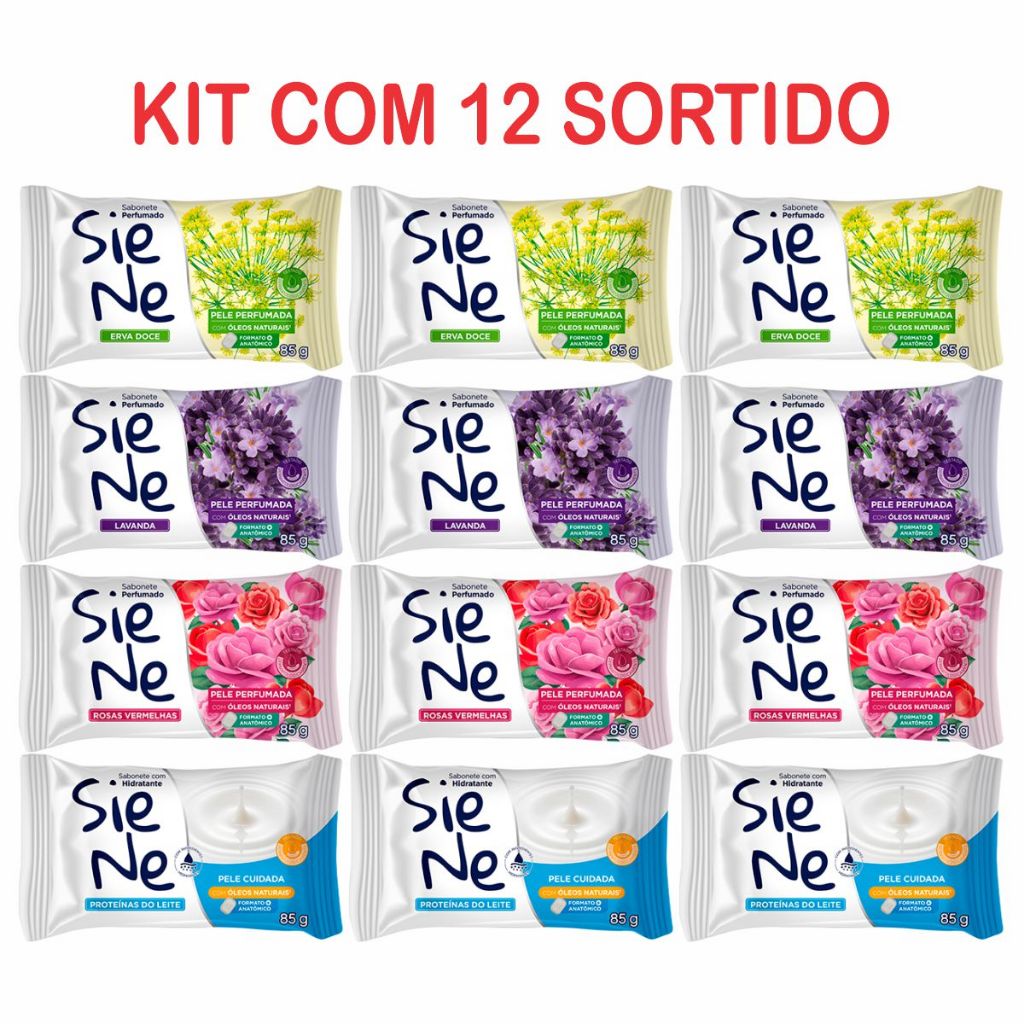 Kit com 12 Sabonetes em Barra Siene 85g SORTIDO