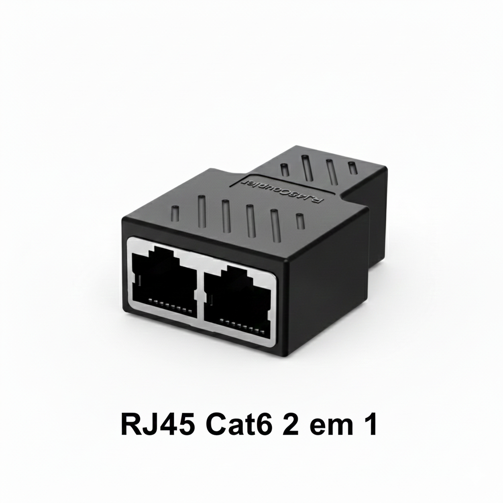 Cabo Extensor Adaptador  Acoplador RJ45 Cat6 Cat5e Ethernet 1000Mbps LAN Conector Fêmea Para dupla saída