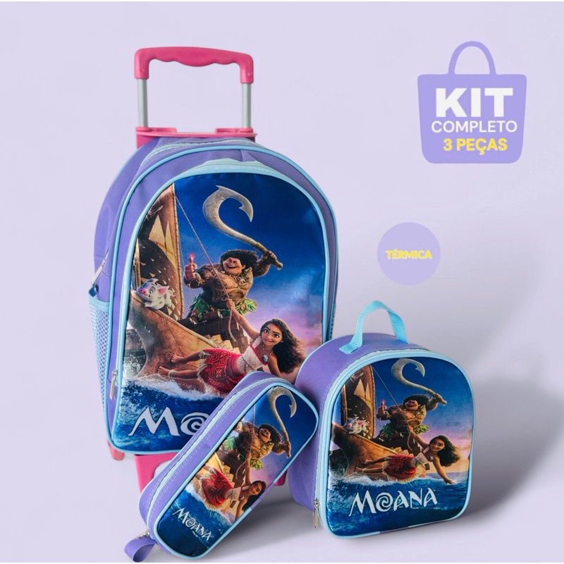 Kit Mochila Infantil Rodinha Feminina Moana 2 + Lancheira Termica + Estojo Completo em Oferta na Shopee