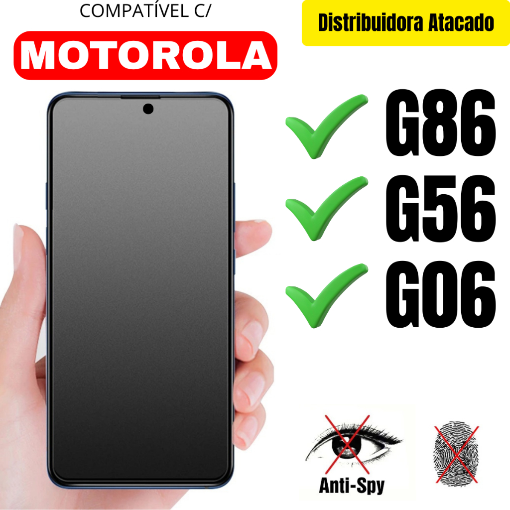 Película Cerâmica Privacidade Fosca 3D P/ Motorola G86 / G56 / G06 Matte AntiSpy - Envio Rápido