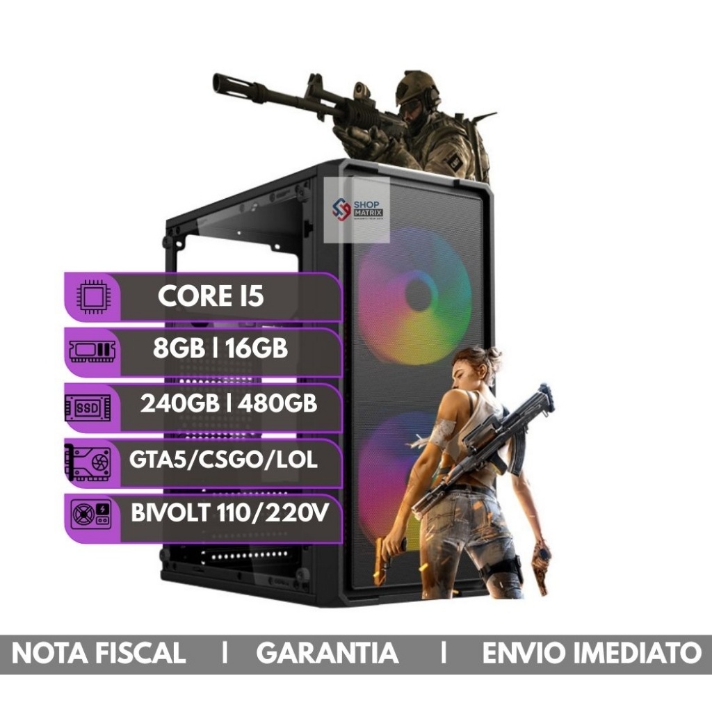 Computador Pc Cpu Gamer Intel Core I5 3.4ghz 32GB +480ssd + Wifi
