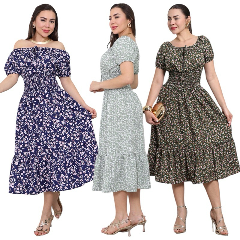 Vestido Mídi Floral Ciganinha CREPINHO Casual Manga Curta Tendência Moda Evangélica!!! em Oferta na Shopee