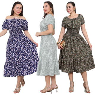 Vestido Mídi Floral Ciganinha CREPINHO Casual Manga Curta Tendência Moda Evangélica!!! em Oferta na Shopee