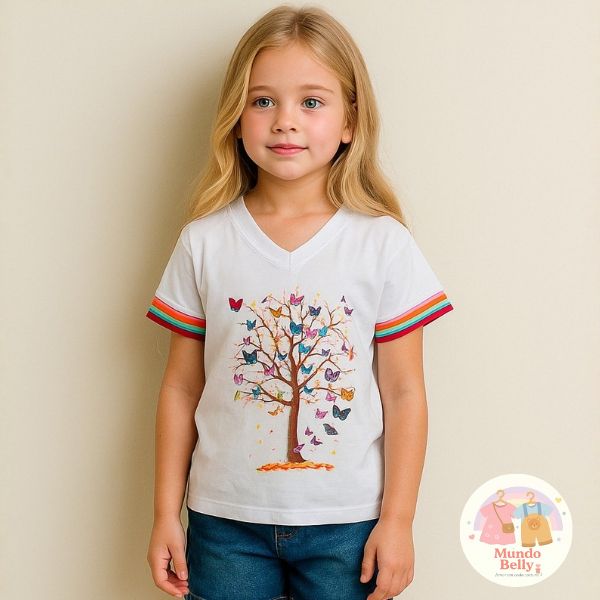 Camiseta Feminina Infantil Tshirt Poliéster com Elastano Estampas Variadas Tam. (P)