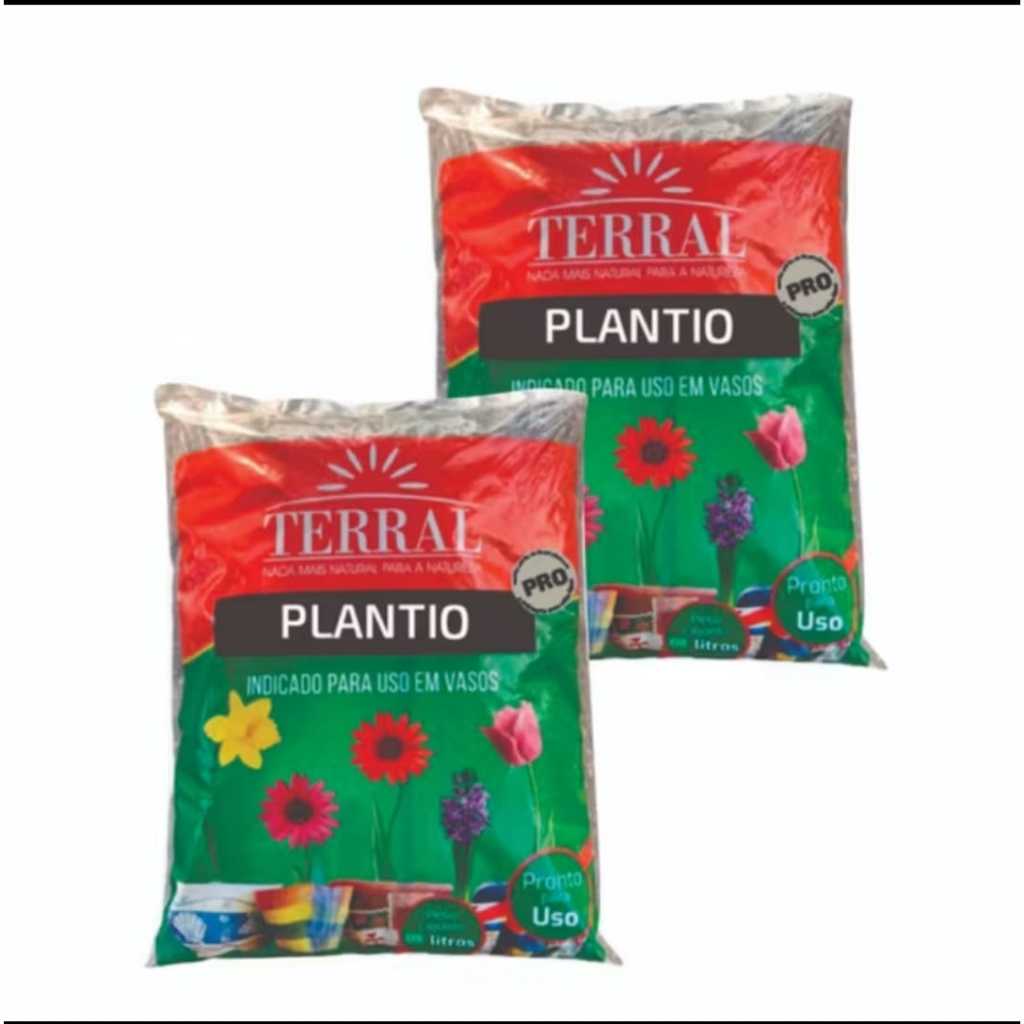 KIT 2 - Substrato Terral Plantio Pro com adubo liberação lenta 25L indicado Vasos Flores e Plantas