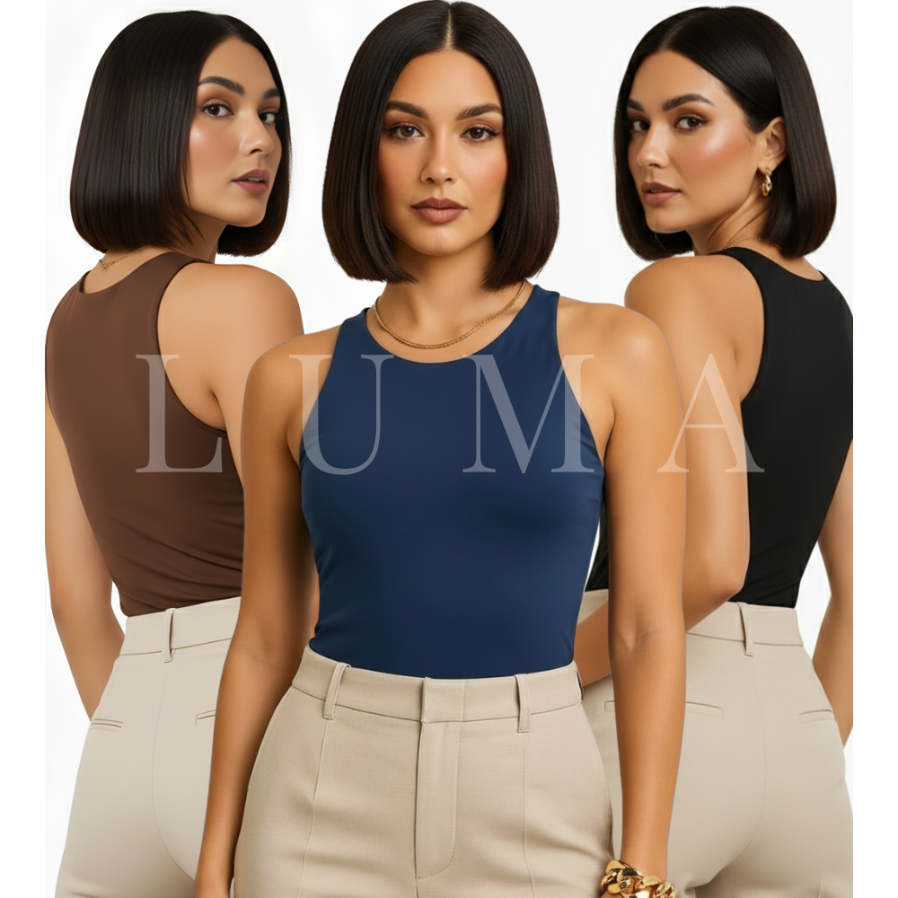 KIT 3 Regatas Casual Basica Suplex Forro Duplo Blusa Feminina Blogueira Tendencia