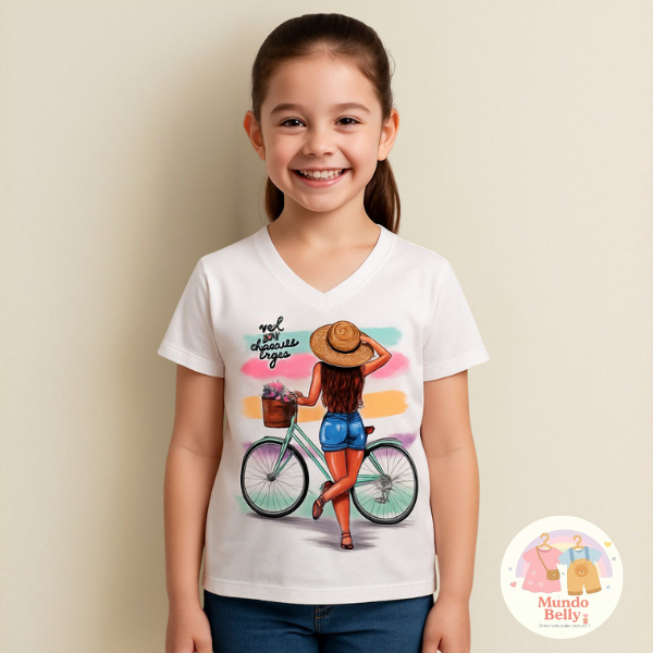 Camiseta Feminina Infantil Tshirt Poliéster com Elastano Estampas Variadas Tam. (G)