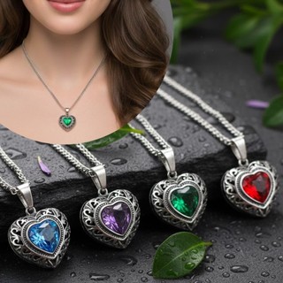 Colar Feminino Aço Inox Coração com Pedra Corrente 45cm Antialérgico Não Escurece Presente Romântico Gargantilha Bali