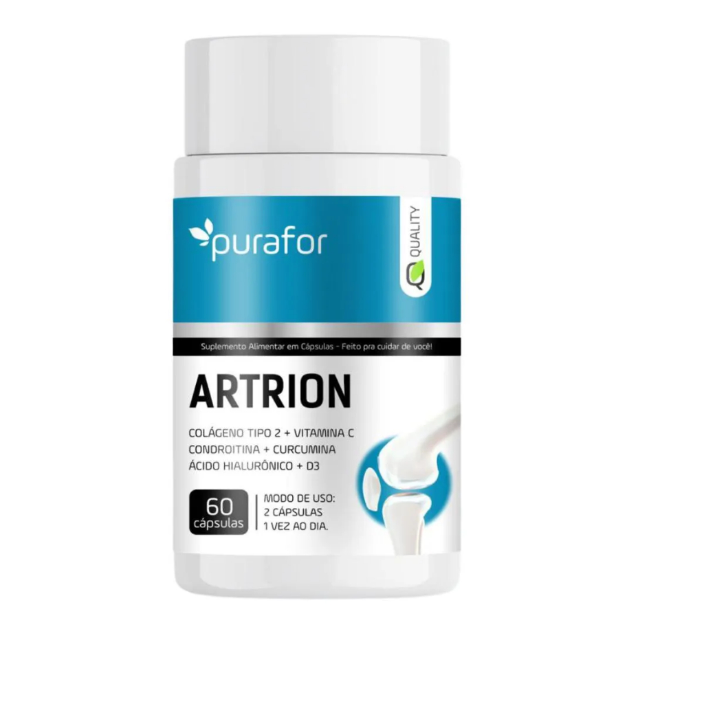 ARTRION COLÁGENO TIPO 2 + VITAMINA C + CONDROITINA + CURCUMINA + ÁCIDO HIALURÔNICO + D3 - Purafor