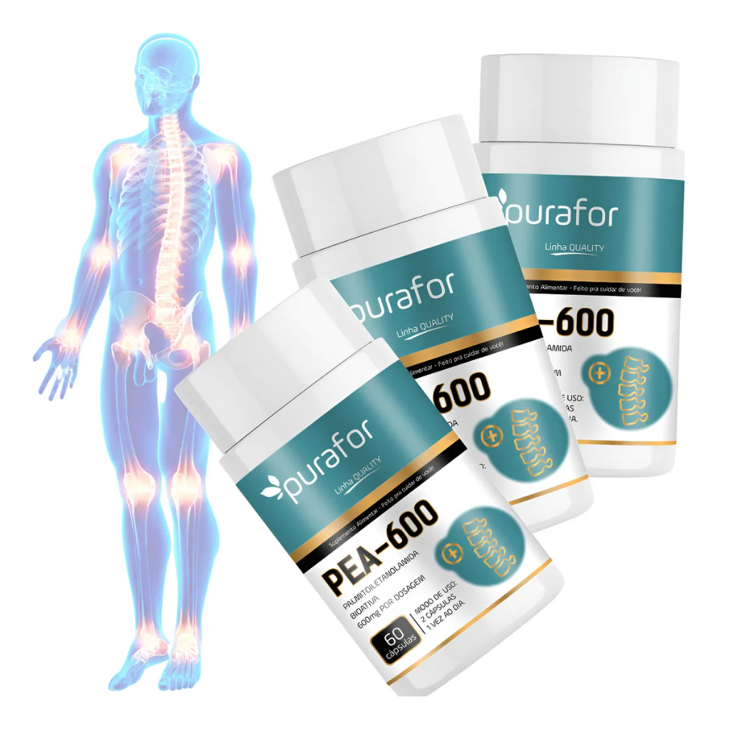 KIT 3  PEA-600 Palmitoiletanolamida Bioativa de 600 mg Purafor