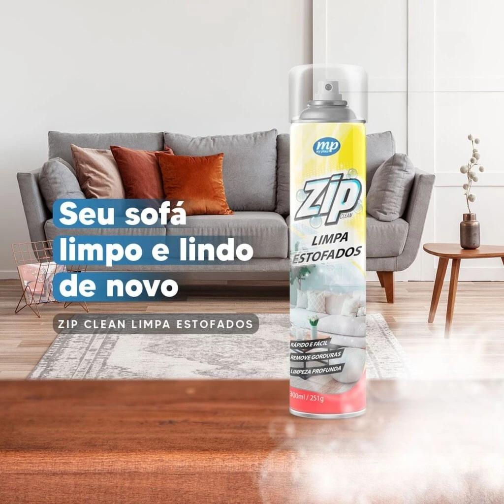 ate 4 unidades de Limpa Estofados Espuma Mágica Limpa a Seco Zip Clean Spray 300ml em Oferta na Shopee