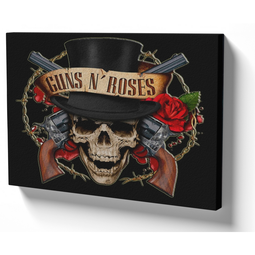 Quadro luxo tela 50x70 estrutura madeira Axl Rose Guns In Roses Armas Rosas Banda
