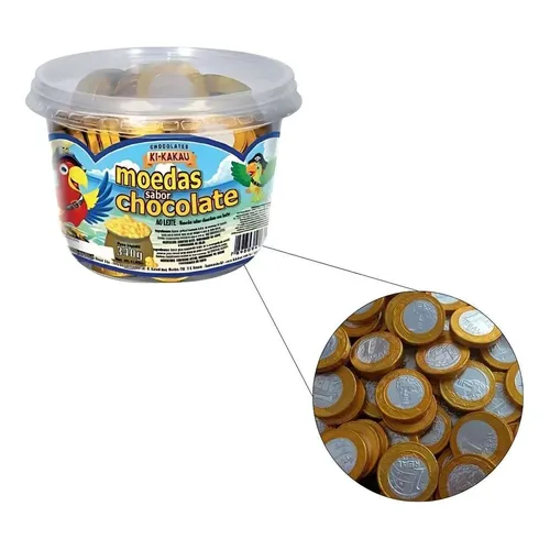 Pote 100 Moedas de Chocolate Pote 340/ Ki-kakau P/ festa e lembrancinha em Oferta na Shopee