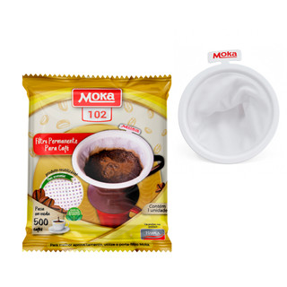 Kit Filtro Permanente para Café - Moka - Tamanho 102 e 103 - TNT - Feltro Sintético - Passa 500 café - Coador de café