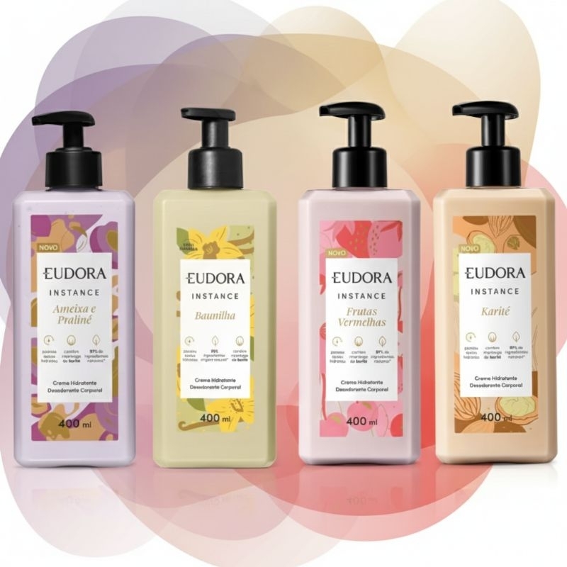 Eudora Instance Hidratante Corporal 400ml Algodão Ameixa Baunilha Frutas Vermelhas Karité ...