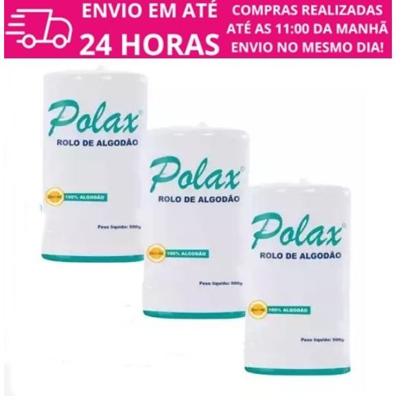 4 Rolo de Algodão 500gr Hidrófilo Polax para Cuidados Diários em Oferta na Shopee