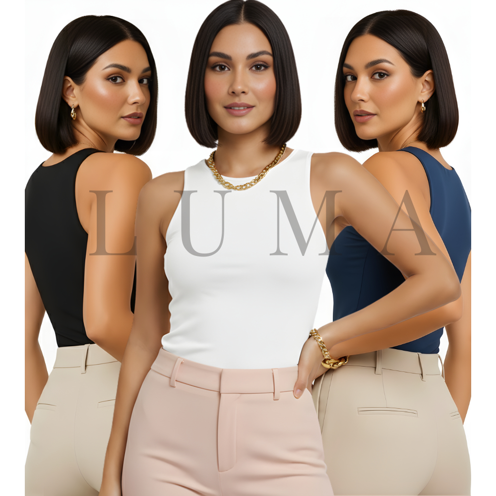 KIT 3 Regatas Casual Basica Suplex Duplo forro frente e costa Blusa Feminina Blogueira Tendencia Verão