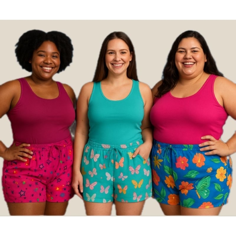 Short Feminino-Bermuda Feminina-Confortável Casual com Elástico, Moda Verão, Praia, Academia e Uso Diário