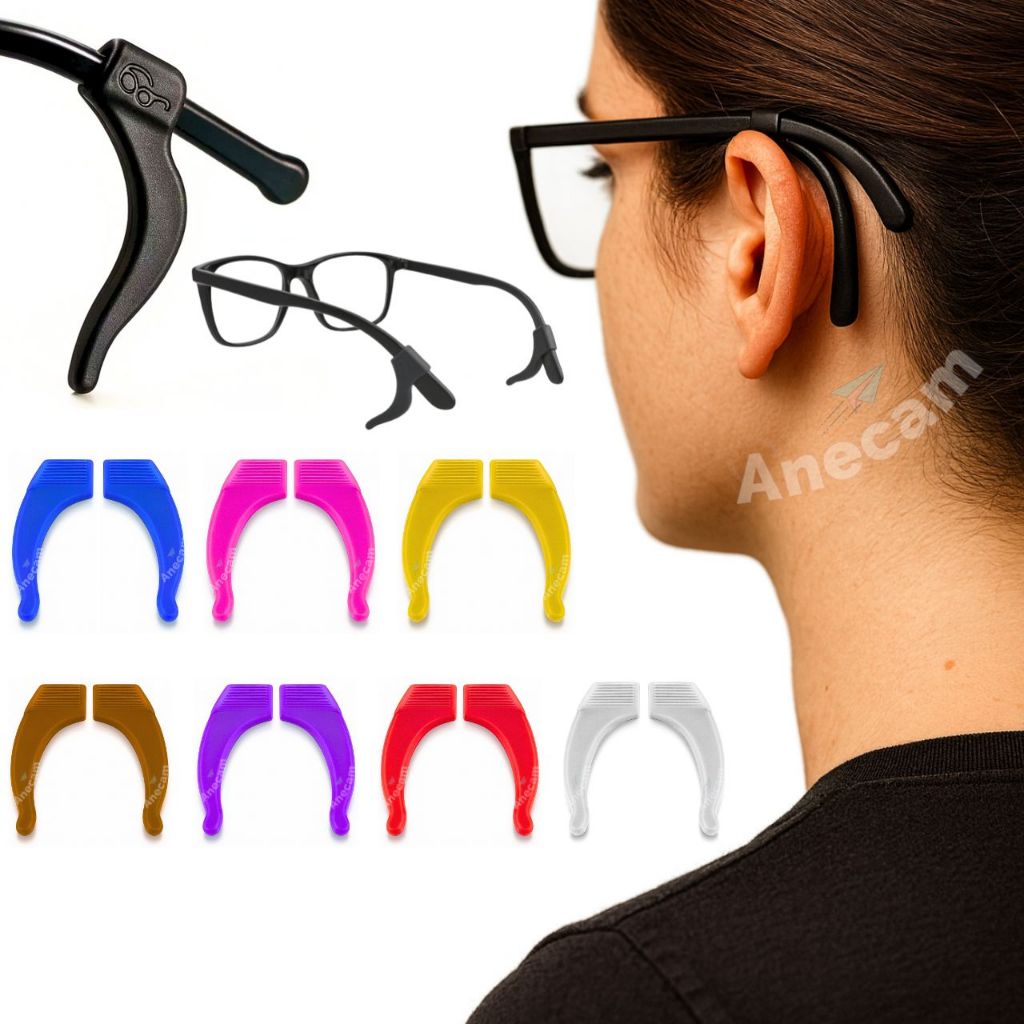 Kit 1/3/5/10 Par Prendedor De Óculos Gancho Silicone Suporte Trava Armação antiderrapante Premium