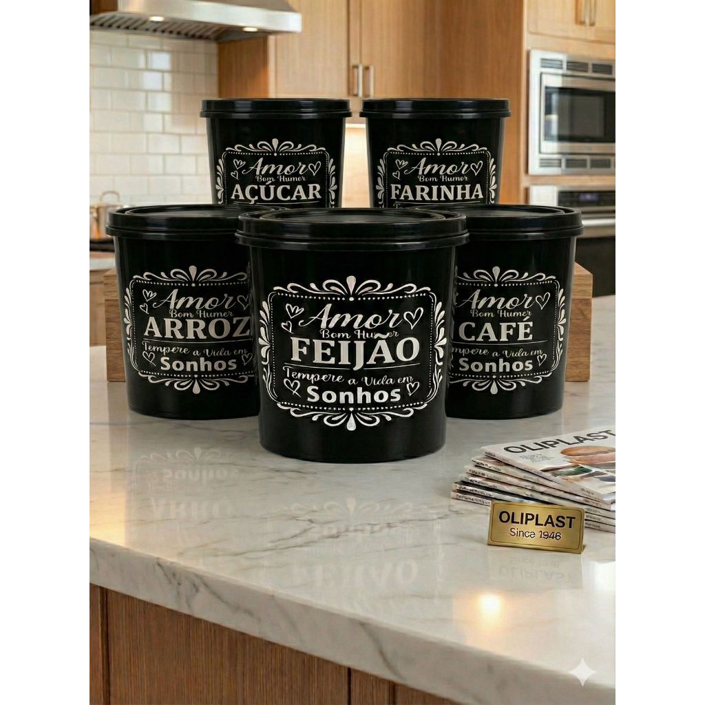 KIT JOGO DE MANTIMENTO 5 POTES ORGANIZADORES/POTES em Oferta na Shopee