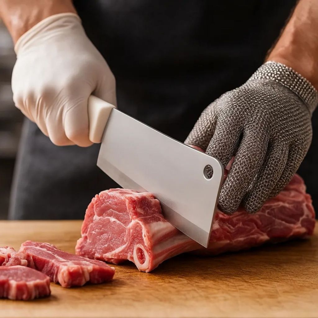 Faca Cutelo Profissional 7" Machadinha Açougueiro Corta Osso Facão  Branco cortes  carne legumes