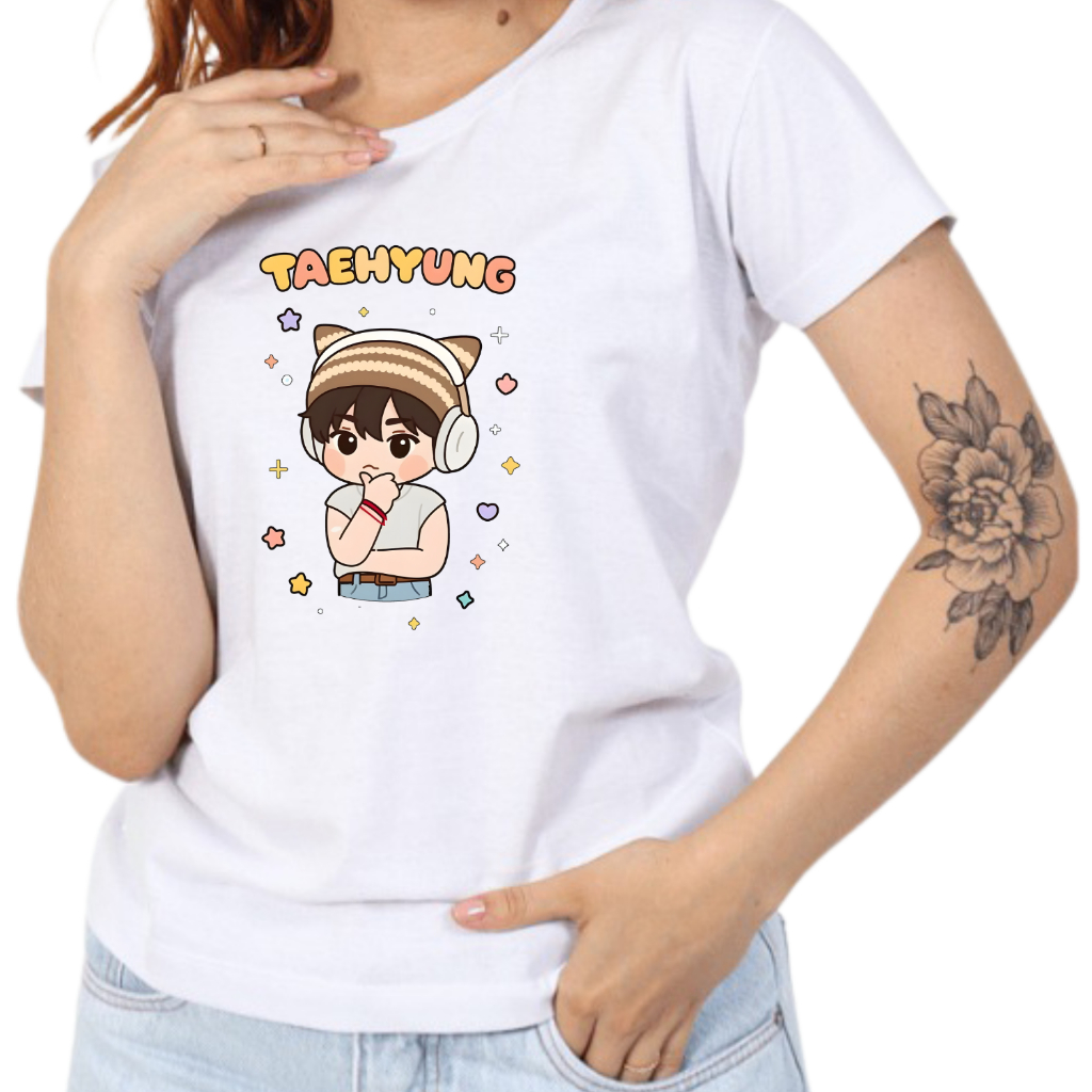 Camiseta camisa bts taehyung V army k-pop banda camiseta roxa