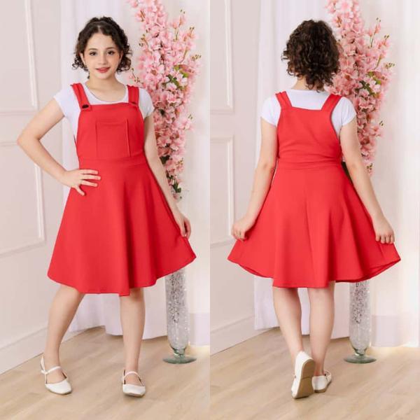 VESTIDO JARDINEIRA - MALHA JAKAR INFANTIL JUVENIL 12/14/16 em Oferta na Shopee