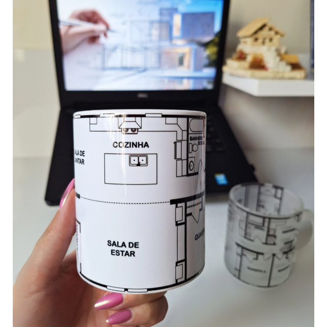 Caneca Personalizada Unykk Arquitetura e Urbanismo "Planta Baixa"
