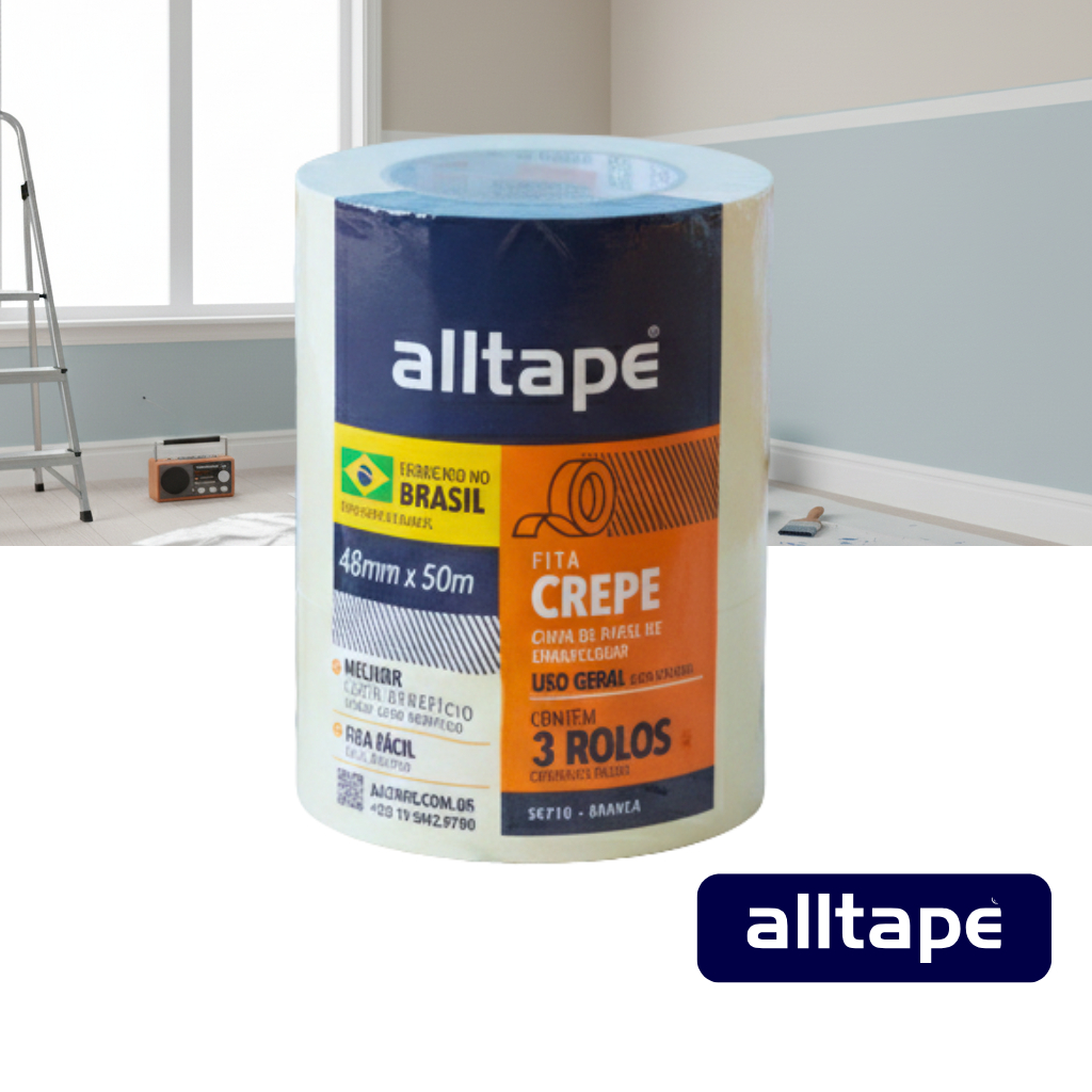 Pacote Fita Crepe 48mm x 50 Metros 3 Unidades - AllTape