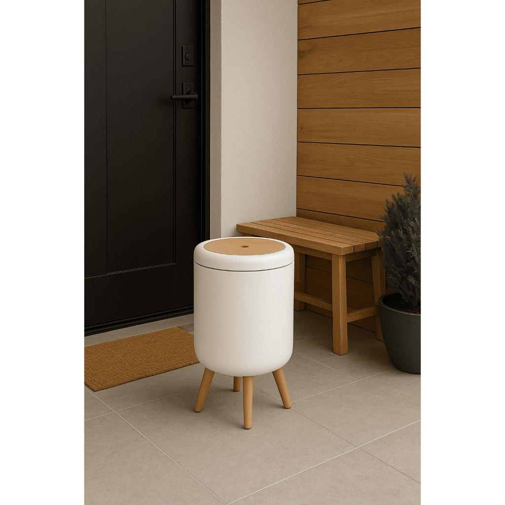 Lixeira De Plástico Branca Com Tampa De Pressão Para Ambientes Diversos em Oferta na Shopee