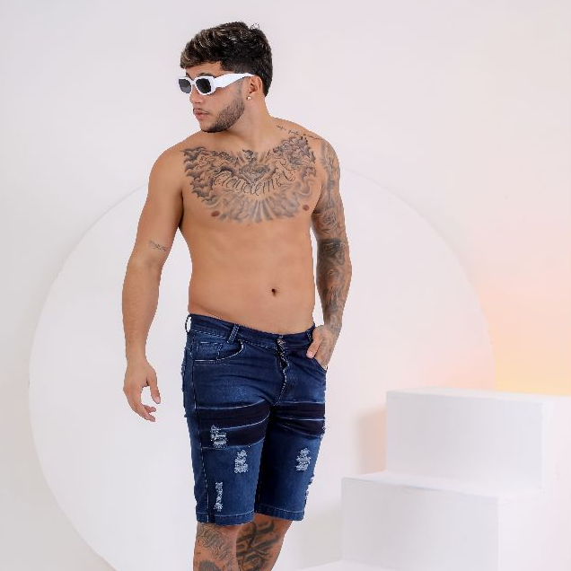 Bermuda Masculina Jeans Azul Escuro,Fit.way
