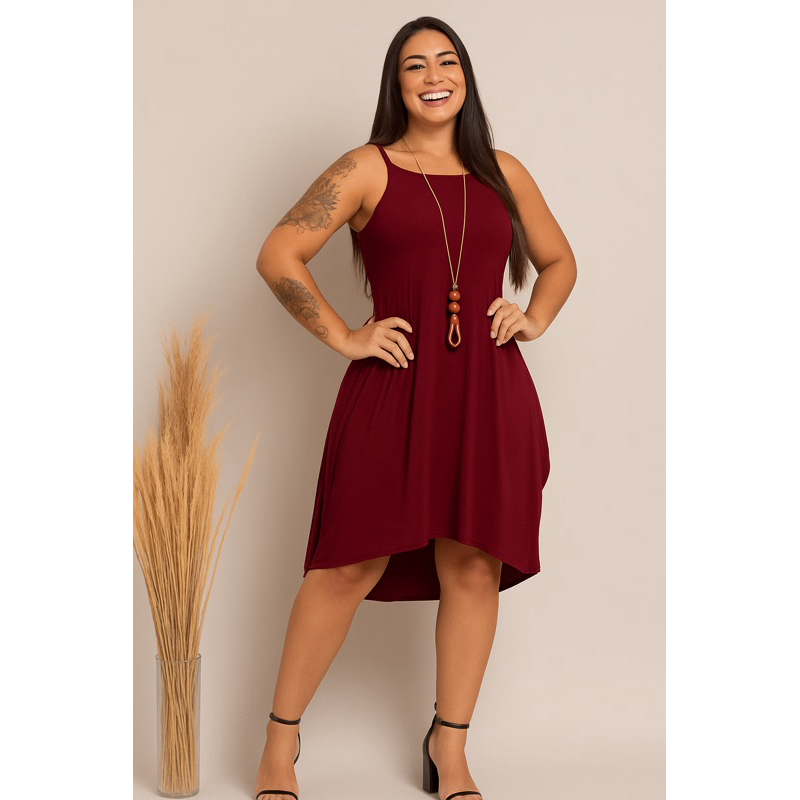 Vestido Mullet Alcinha Com Bolso Moda Feminina