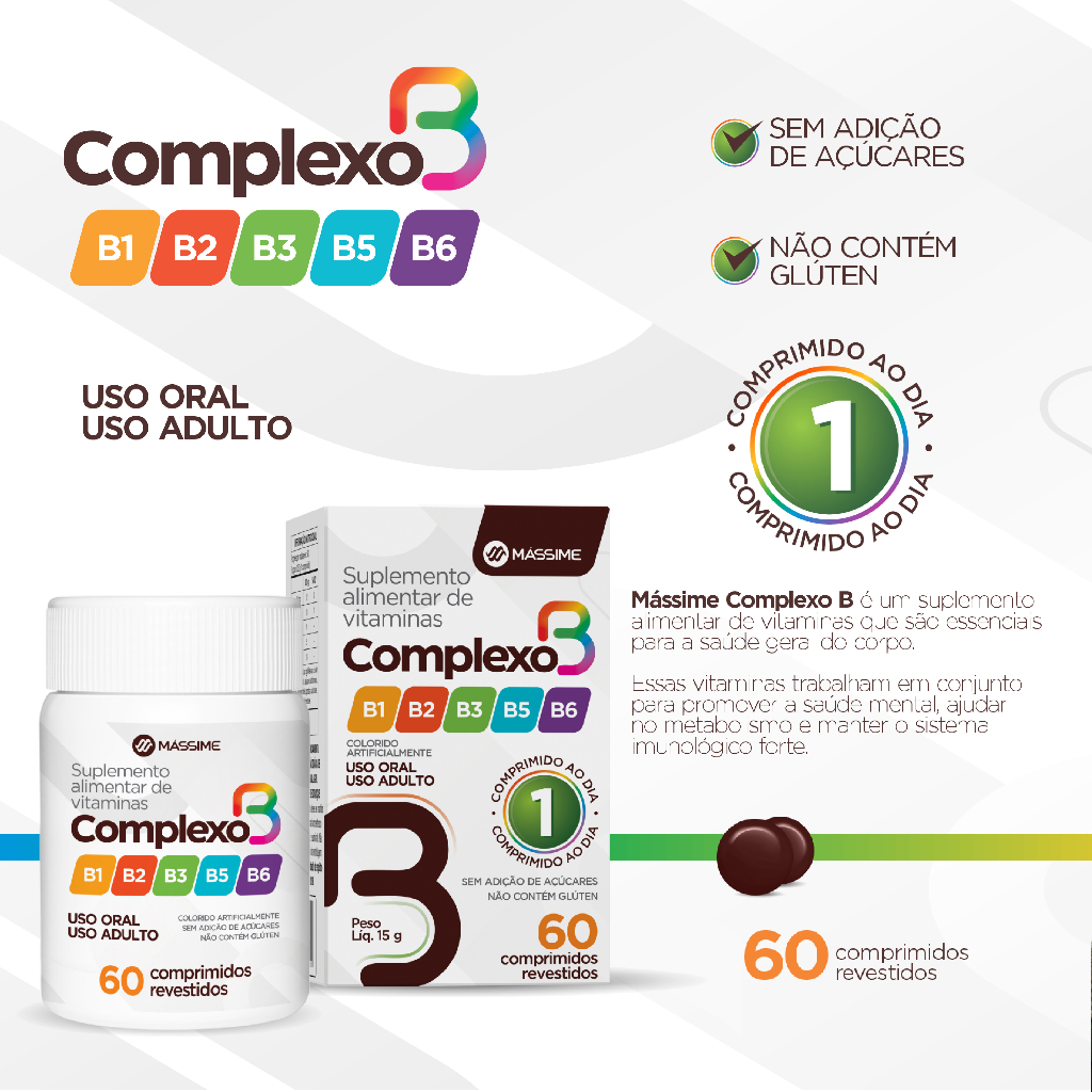 Complexo B Multivitamínico B1 B2 B3 B5 B6 Comprimidos