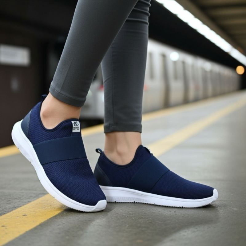 Tênis Meia Feminino Kross Marinho Slip-On Esportivo Respirável Leve Macio Academia Caminhada Corrida