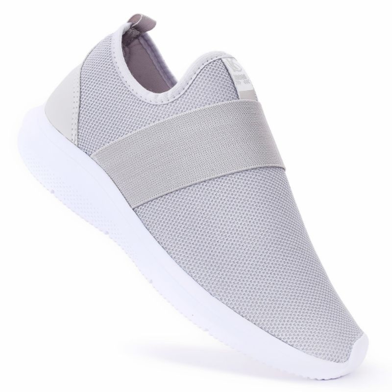 Tênis Meia Feminino Kross Cinza Branco Slip-On Esportivo Academia Leve Respirável Caminhada Corrida