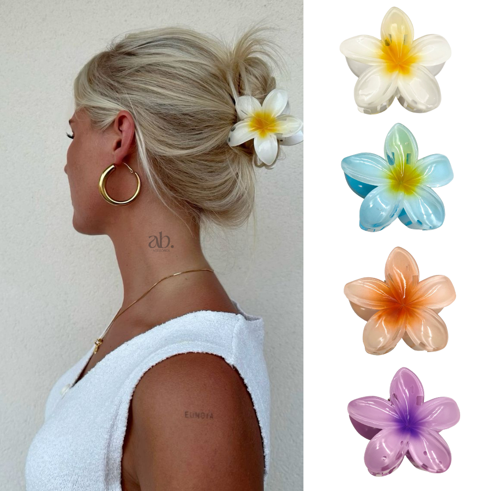 Piranha Flor Cabelo Presilha Grampo Médio Grande Colorida Jasmim 8cm | 6cm em Oferta na Shopee