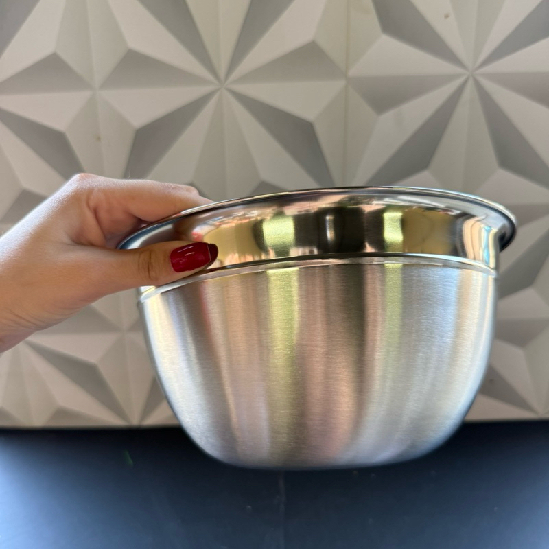Tigela travessa funda de inox redonda para cozinha mesa posta alimentos salada comida saladeira prata forma bowl