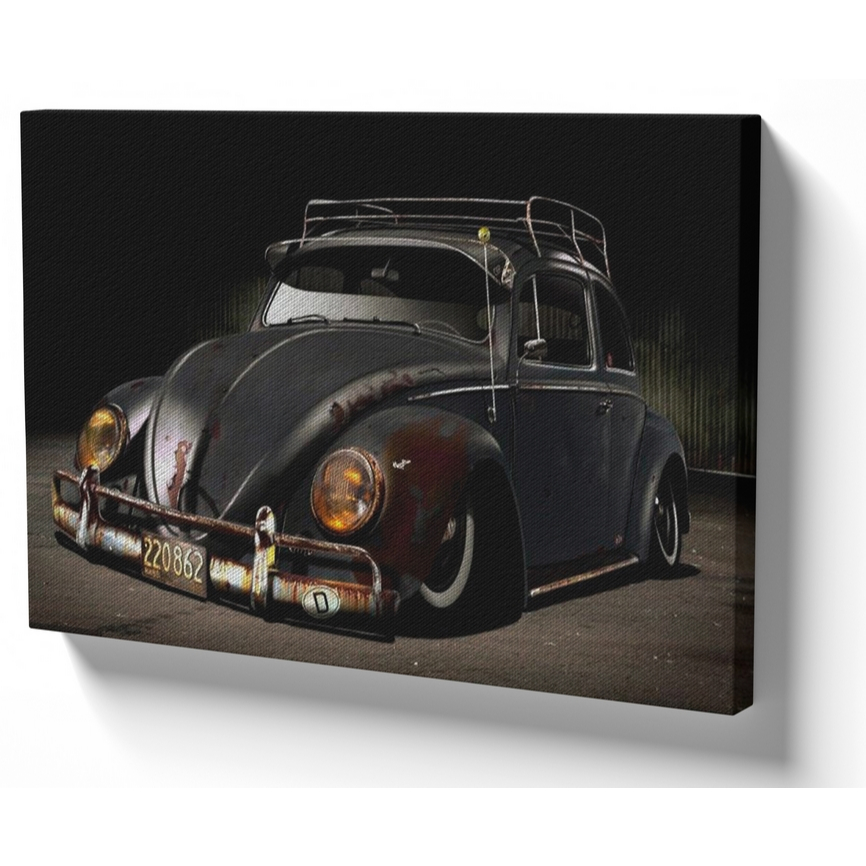 Quadro luxo tela 50x70 estrutura madeira fusca antigo carro antigo volkswagen