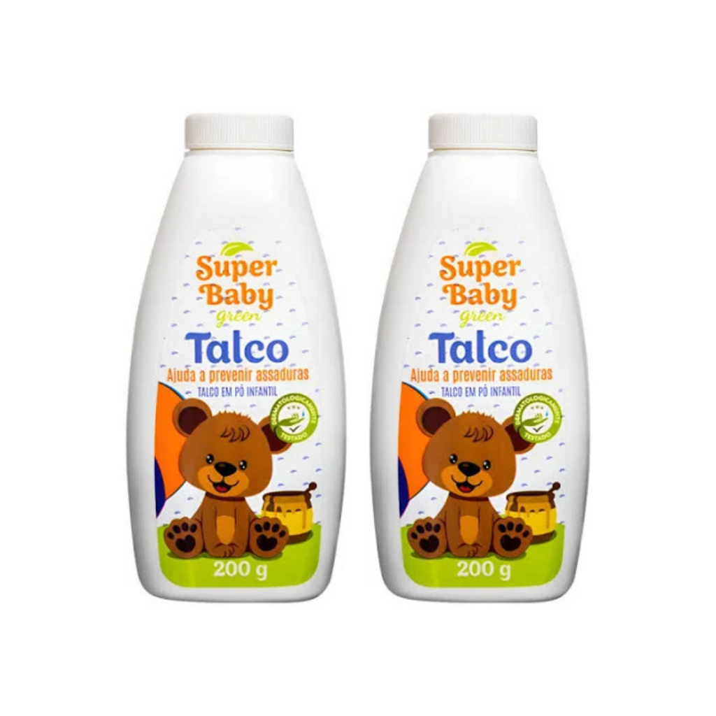 Kit 2 Super Baby Green talco ajuda prevenir assaduras 200g