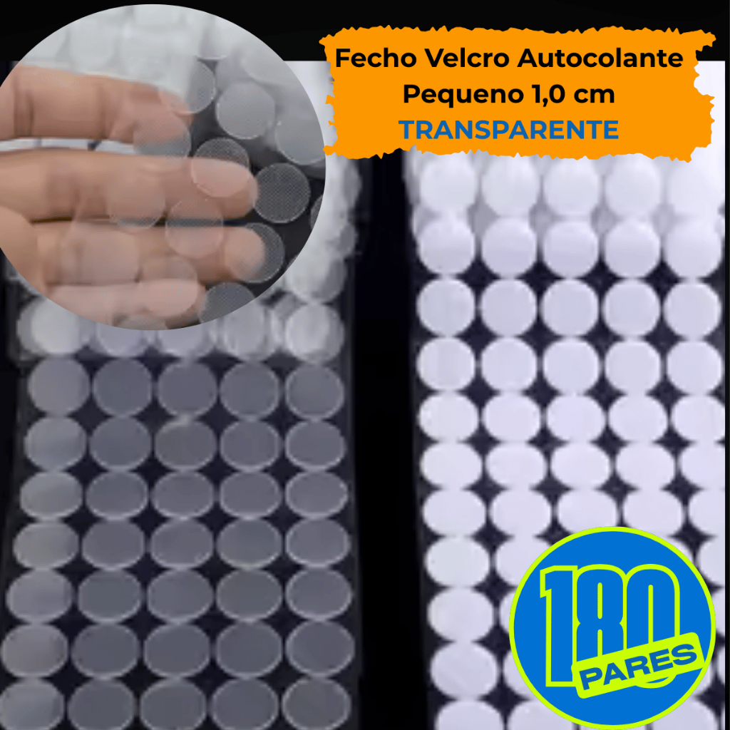 Adesivo Fecho Transparente Velcro Contato Carrapicho Redondo Bolinha Círculo Pequeno Branco